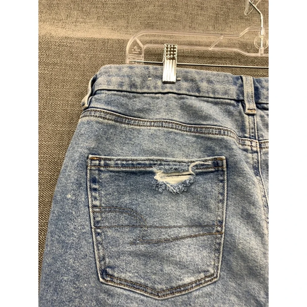 American Eagle Outfitters Curvy Mom Jeans Women 16 Blue Denim Stretch Distressed